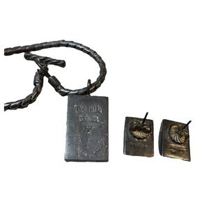 Lois Hill Sterling Silver Scrollwork Necklace & Earrings Set 925 Oxidized